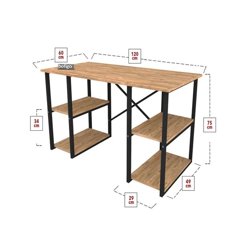 სამეცადინო მაგიდა ორმხრივი თაროთი (მუქი ხის ფაქტურით) - Rcheuli.ge